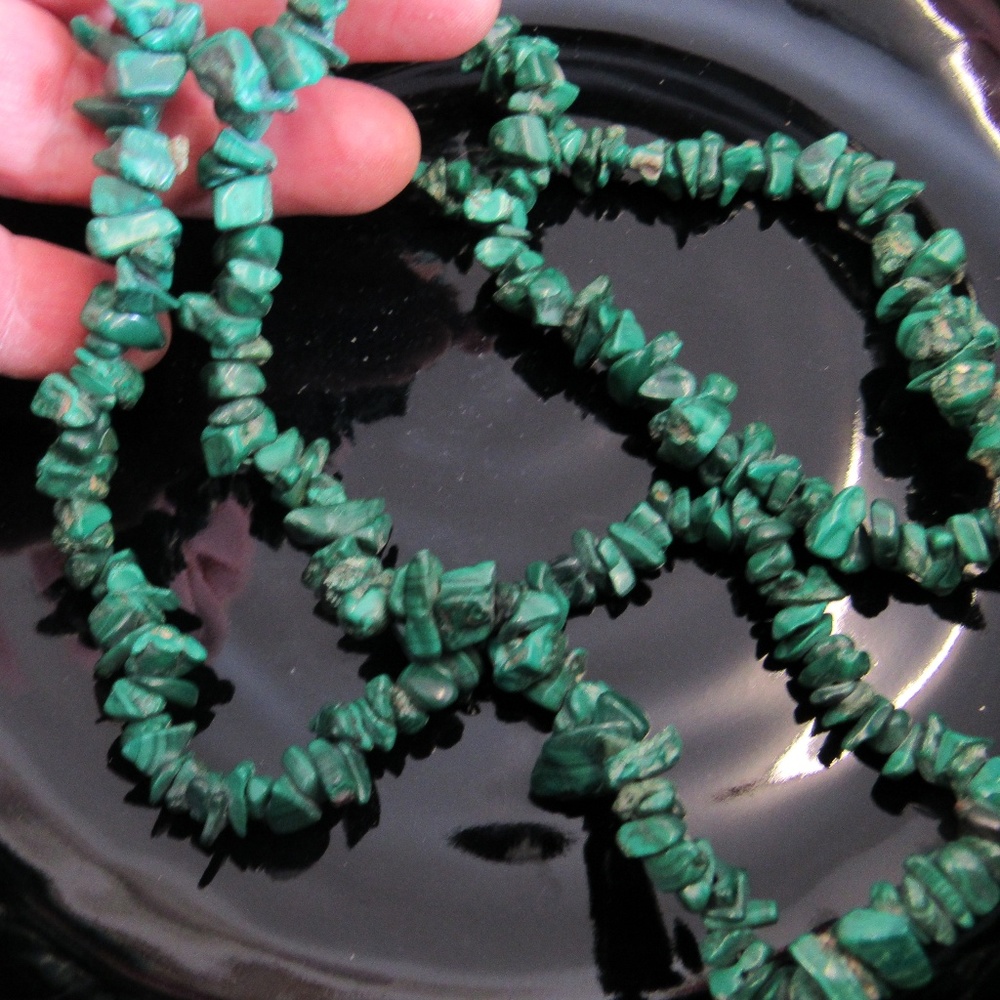 Vintage Malachite Nugget Necklace
